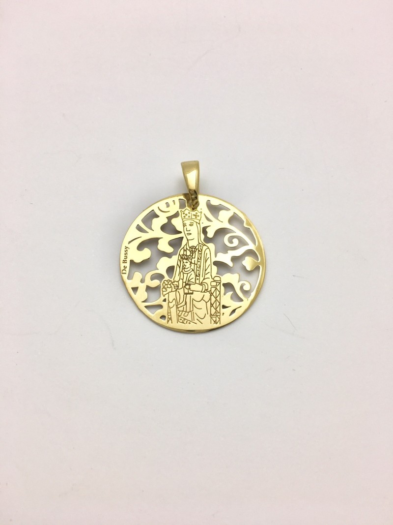 Virgen de Torreciudad plata chapada en oro 25mm