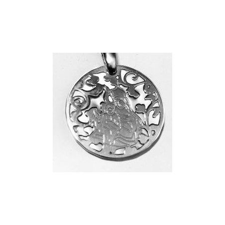 Medalla Virgen del Carmen plata de ley y nácar®. 22mm