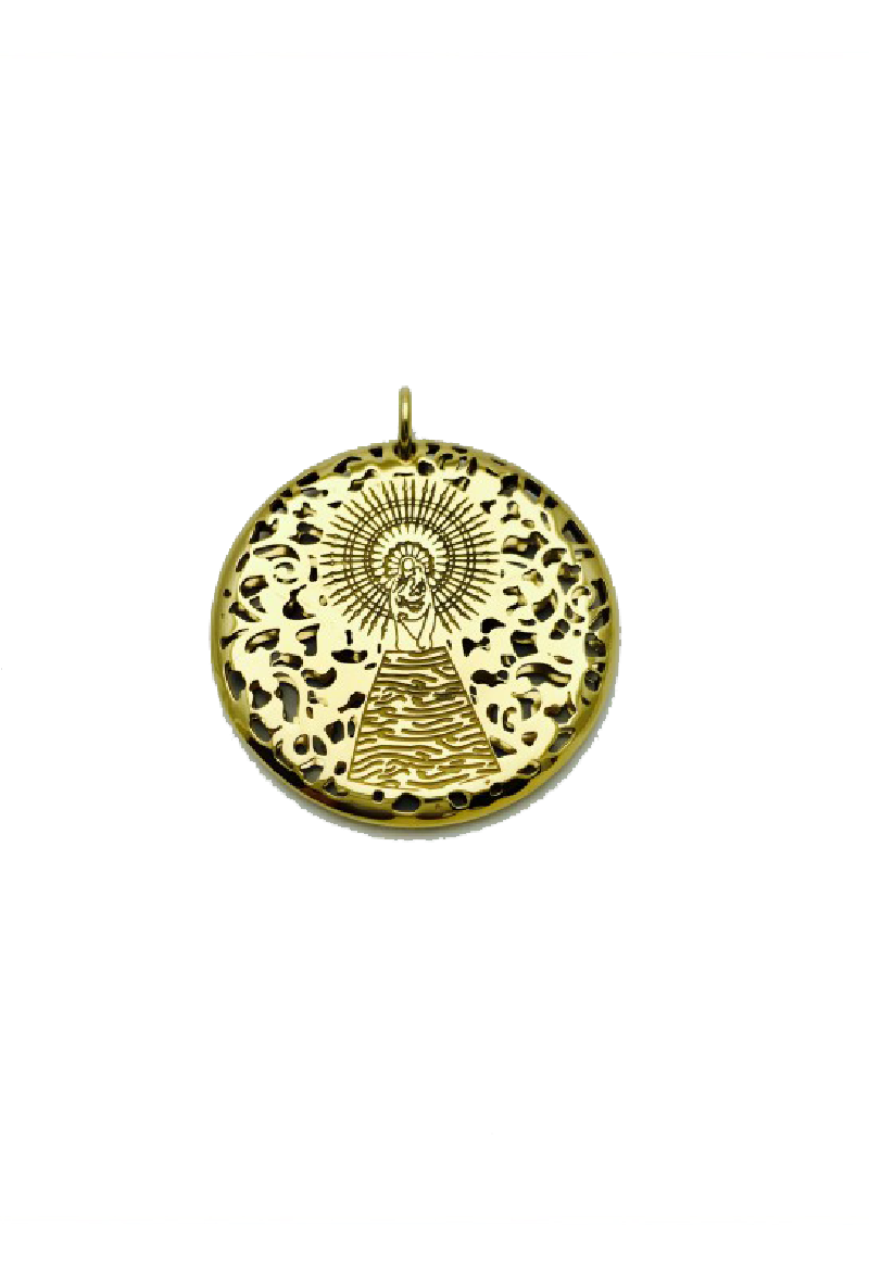 Medalla Virgen Pilar en Plata de Ley con baño de oro 40mm