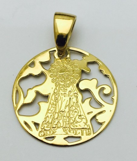 Medalla Virgen Desamparados Plata Chapada en Oro 22mm