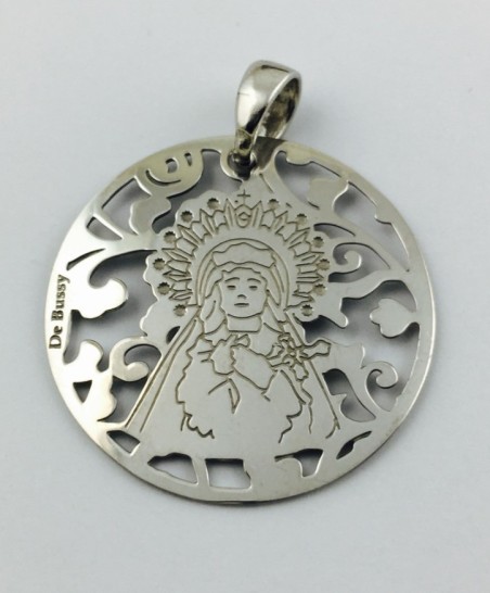 Medalla Virgen de los Dolores en plata de ley®. Paso Azul de Lorca. 25mm